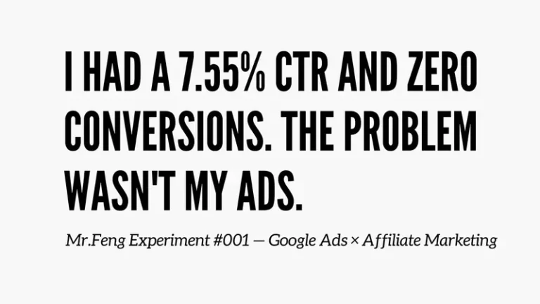 Featured image about choosing the best affiliate offers for Google Ads cold traffic based on real experiment results with zero conversions despite 7.55% CTR